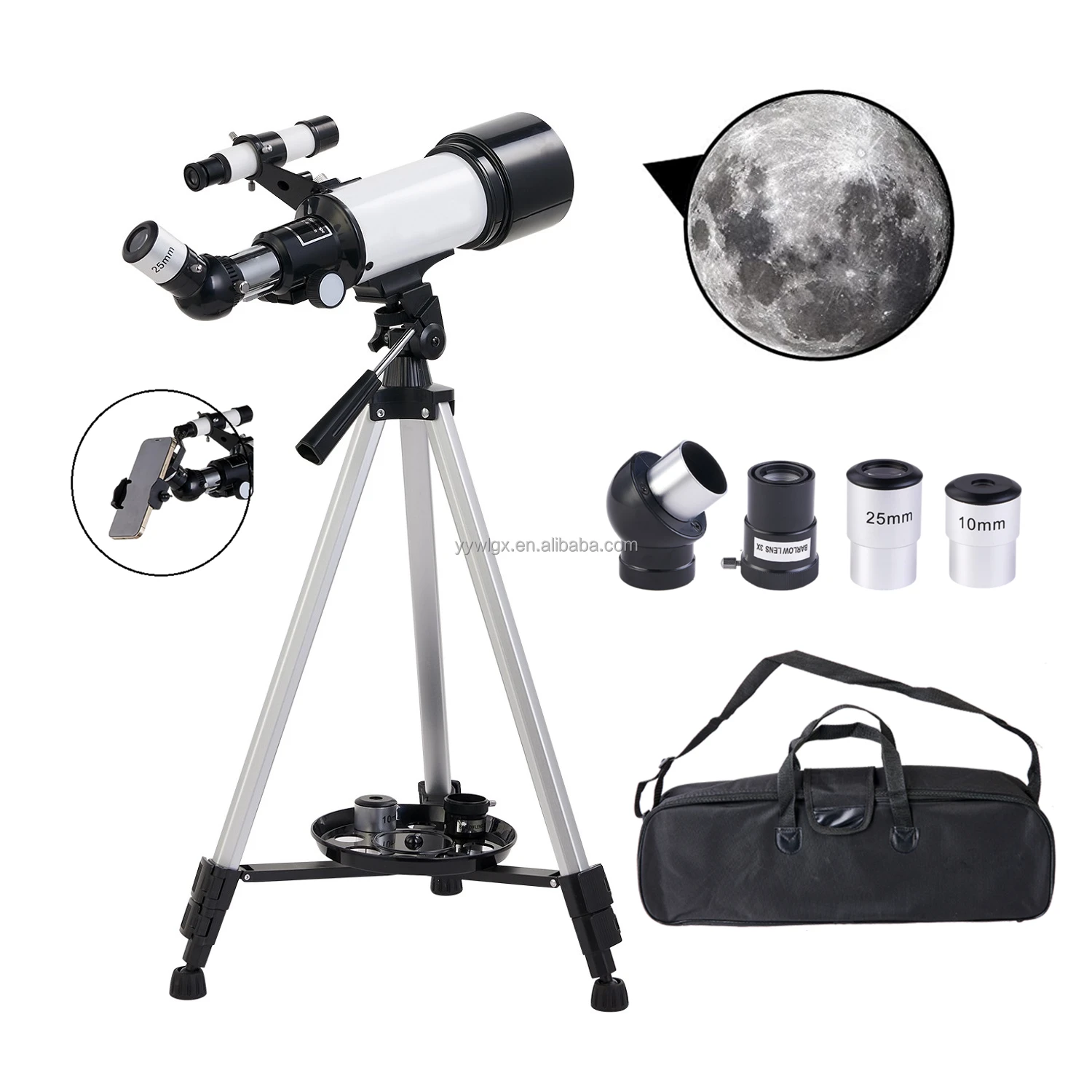 F40070 AZ Mount Refracting Telescope 70mm - Portable Travel Scope