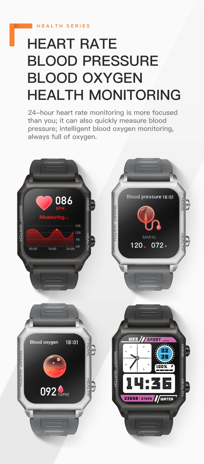 2023 Medical Grade Smart Watch With Temperature Fitness Watch Heart
