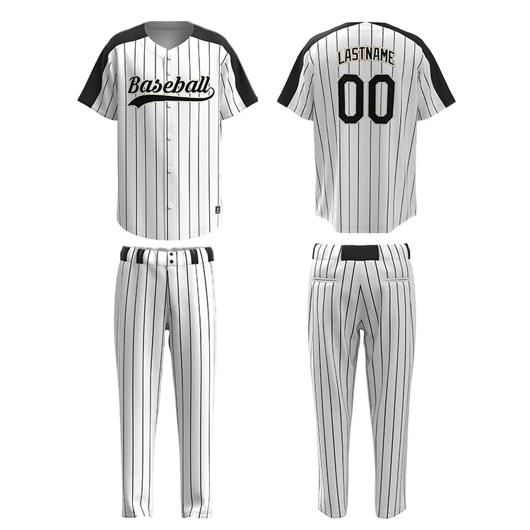 Custom Stripe Baseball Uniform Wholesale Plain Sublimation Logo Design Team Club Softball Jerseys Set
