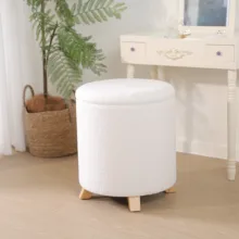 2025 Luxury Teddy Fleece Footrest Small Ottoman Stool Seating with Storage for Living Room
