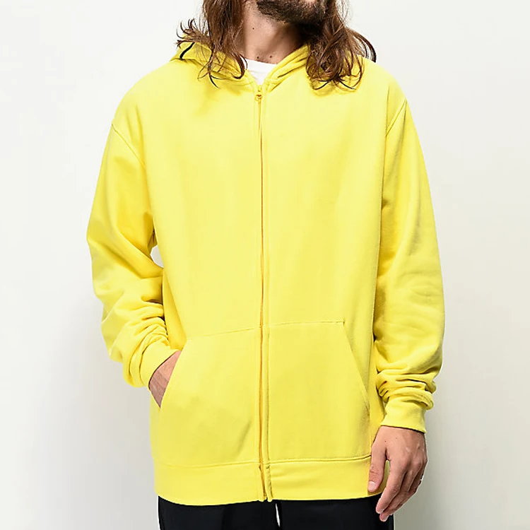 Designer Hoodie Custom Logo Polyester Plain Neon Blank Dropped Shoulder  Full Face Zip Men's Hoodies