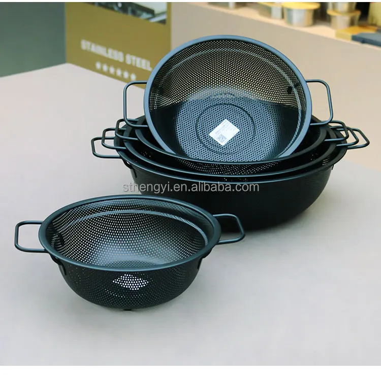 High Grade Stainless Steel Colander Bowl Set Small Hole Sink Colander Basket With Handle