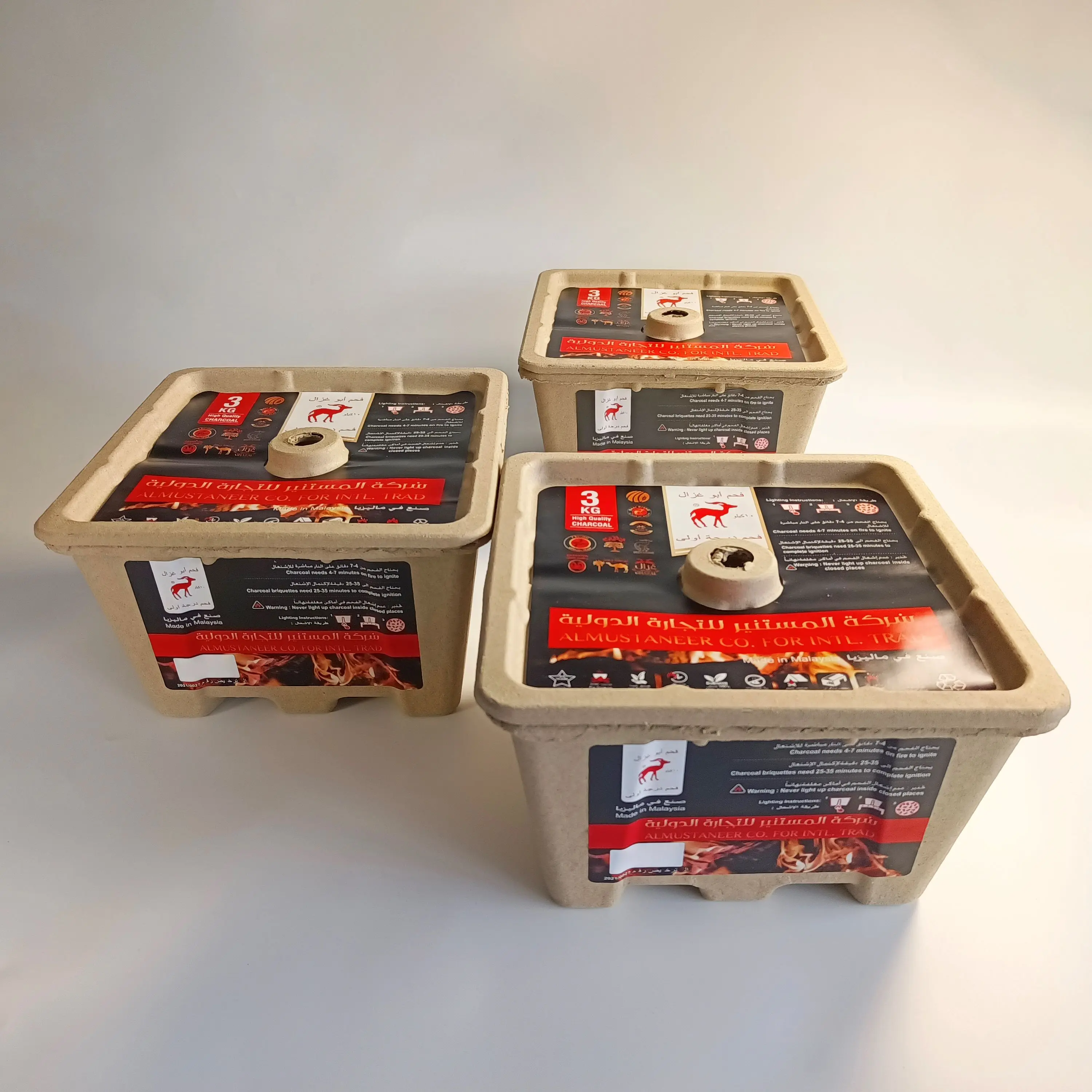 Supplier Wholesale Moulded Pulp Charcoal Container Paper Burning Box Disposable Chinese Grill Box for Charcoal 3kg