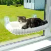 White Striped Faux Rabbit Fur Cat Bed