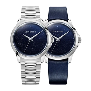 OEM Custom 40mm Sapphire Crystal Glass Blue Aventurine Dial 316L Stainless Steel NH35 Automatic Mechanical Men's Watches