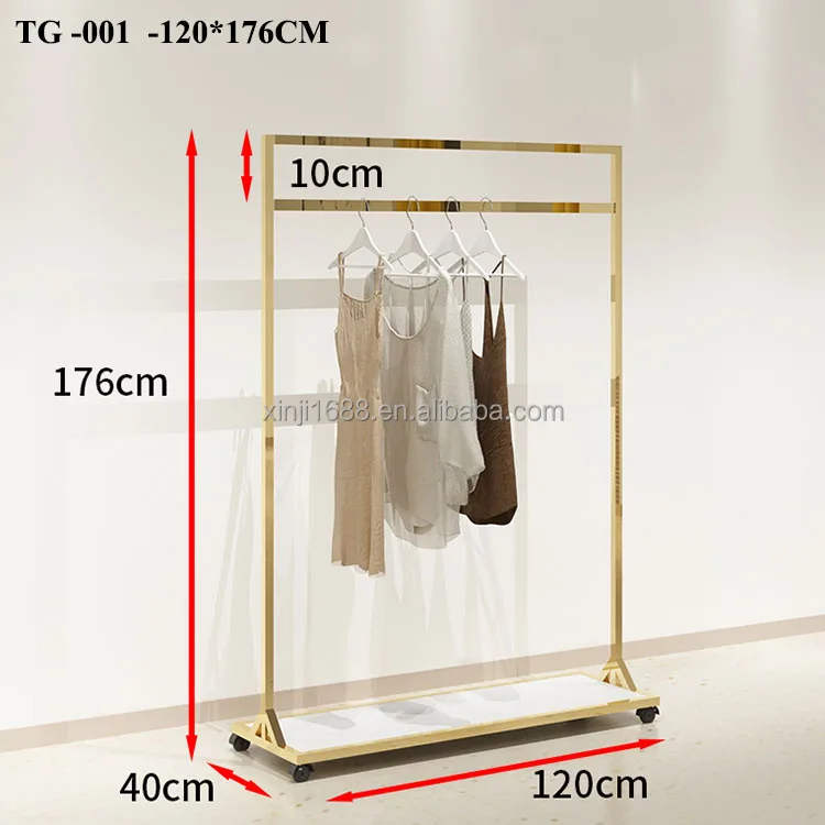 Highend Metal Titanium Gold Women's Clothing Store Shelf Display Rack
