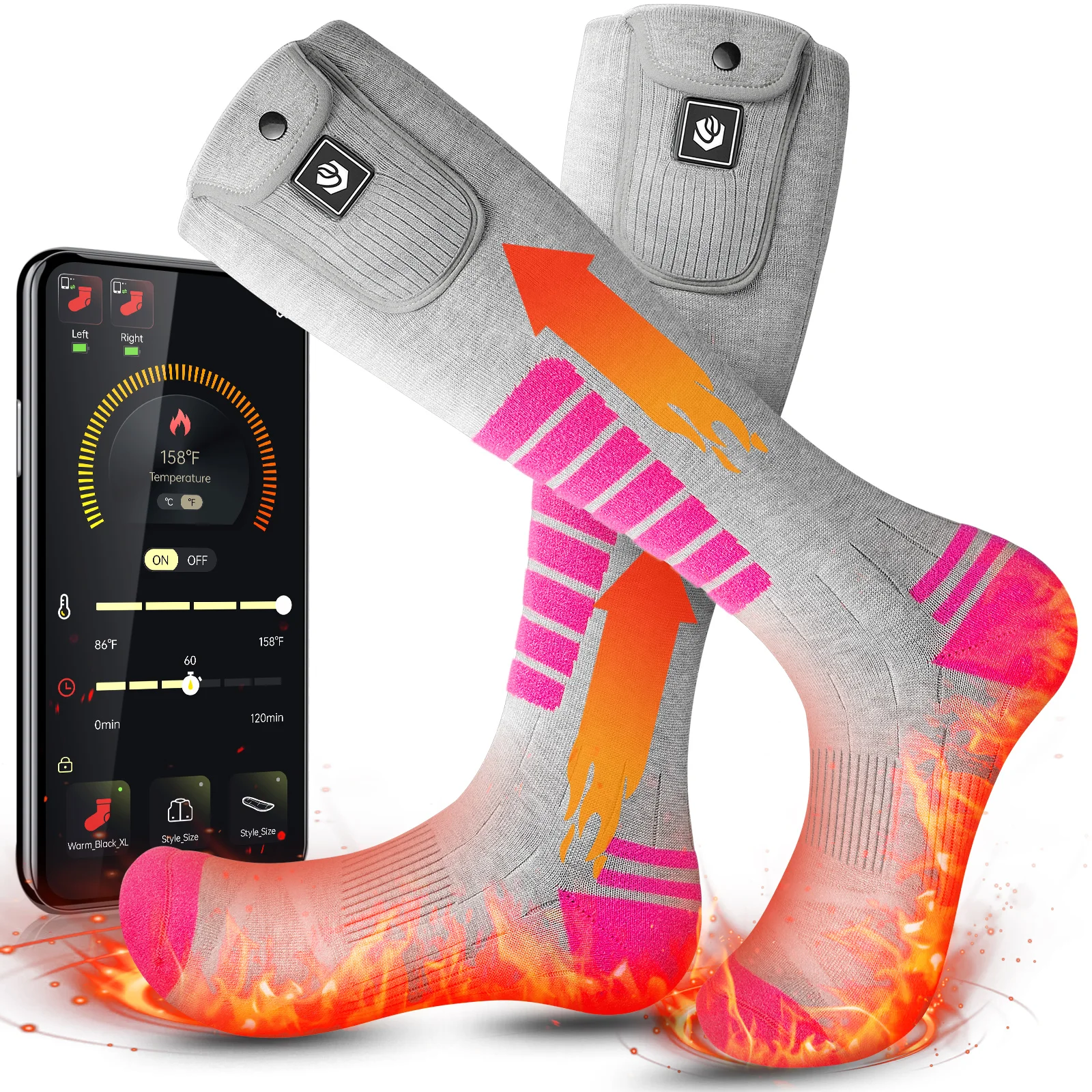 Best Wireless App Remote Control Heated Socks Rechargeable Battery Foot ...