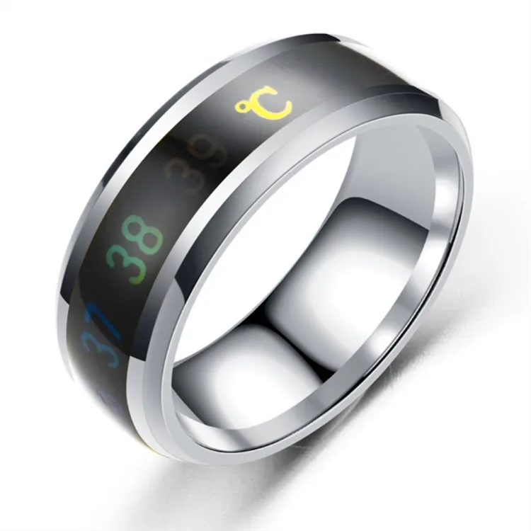 Technology Jewelry  Temperature Measuring Smart Ring Titanium Steel  Intelligent Sensor  Body Temperature Smart Ring