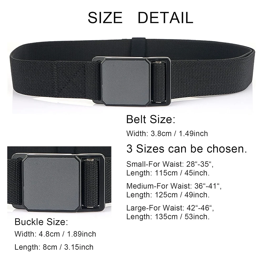 Wear-resistant Tactical Elastic Belts Men Quick Release Magnetic Buckle Stretch Webbing Heavy Duty Work Golf Belt