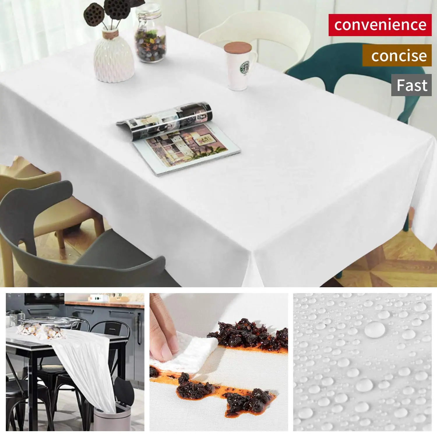 Factory Custom Heavy Duty Decorative Table Cloth Party Table Covers Plastic Disposable Tablecloths Handmade Square Modern Solid