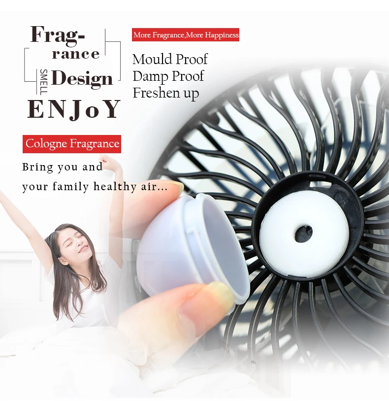 24v Twin Turbo USB Oscillating Fan for Car Truck Double Head Fragrance Car Fan 12v Cooling Wiht LED Colorful Light