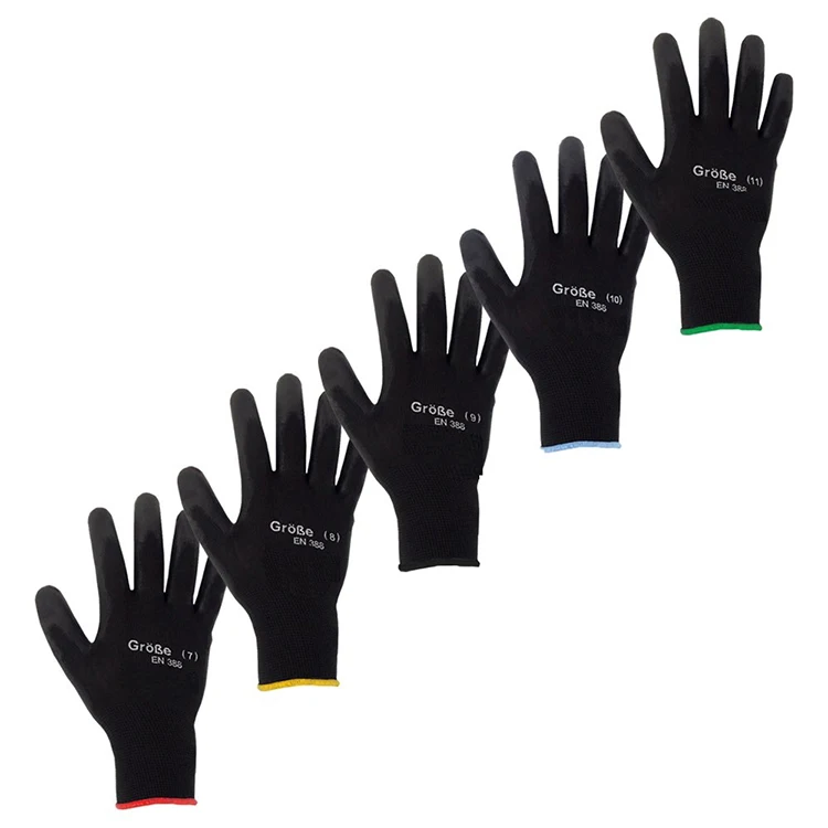 
Safety Products Nylon Work Gloves with Polyurethane Coating Assembly Gloves Nylon Gloves 