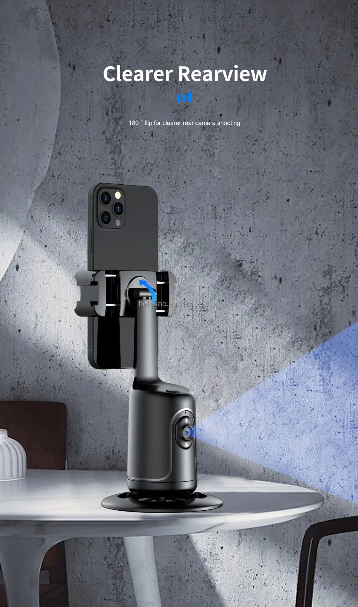 360 Rotate AI Smart Auto Motion Follow Face Tracking Stabilizer Phone Gimbal for Live Streaming Vlog Video Making