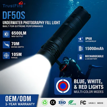 Trustfire DF50 Diving Flashlight - 6500lm UV Video Camera Light