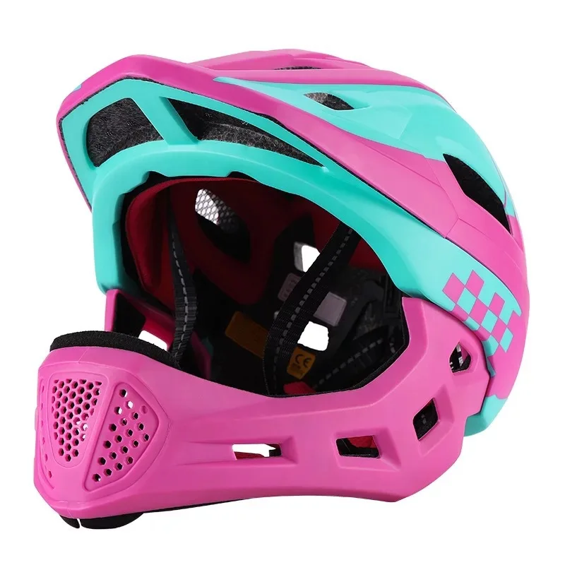 Wholesale Removable Chin Rest Off-roading Children Helmet Bicycle Mtb  Bike Full Face Kids Riding Helmet With Led Taillight