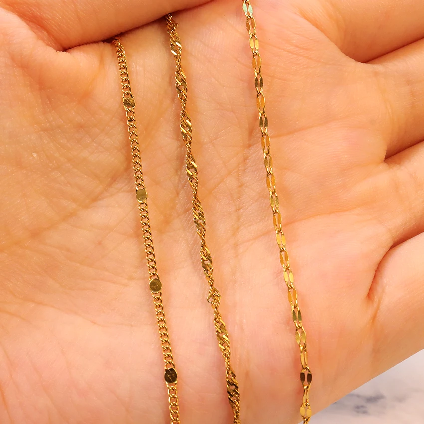 Wholesale Fashion Fine 18k Gold Chain Necklace Stainless Steel