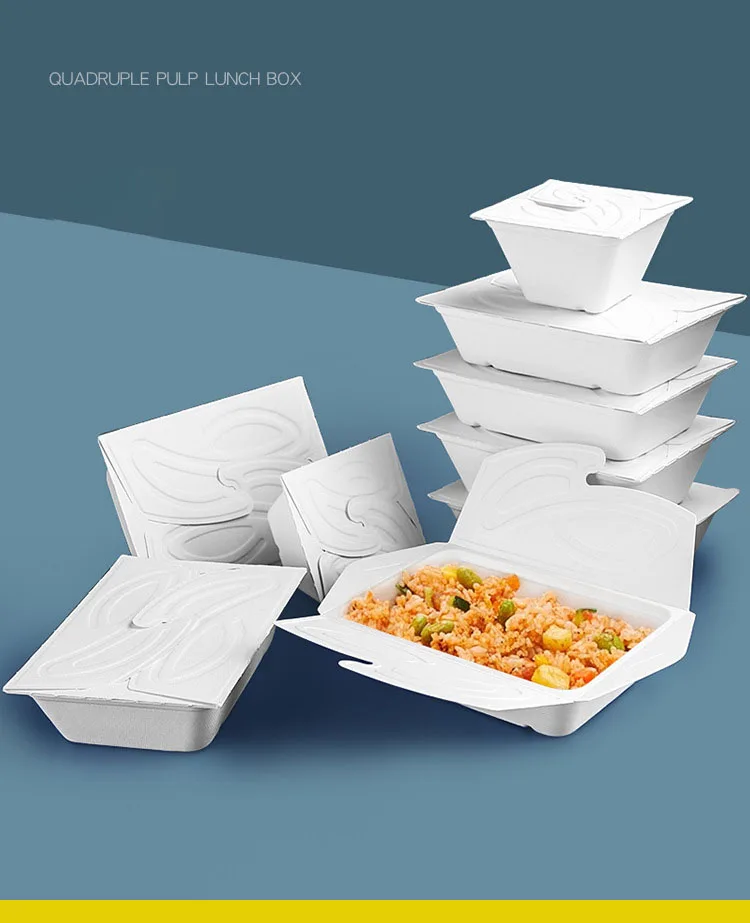 Fast Food Takeaway Container Bio-Degradable Restaurant Containers Bagasse Pulp Clamshell Lunch 2 compartments supplier