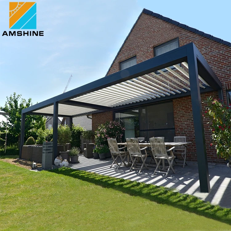 Customized Pergola Electric Remote Control Louvre Roof Gazebo for Swimming Pool