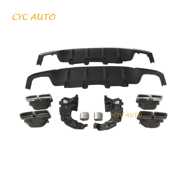 W166 Diffuser Upgrade GLE63 Rear Bumper With Double Exhaust Pipes for Mercedes Benz GLE Class W166 2015 2016 2017 2018