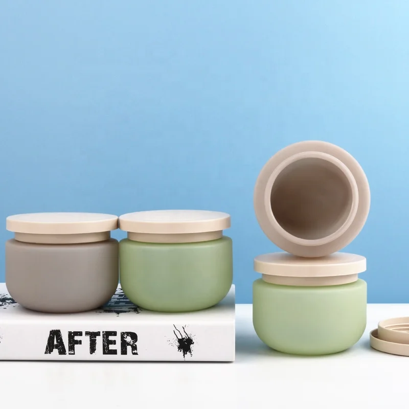 Wholesale Skin Care Face Cream Matte Hdpe Plastic Green Brown Cream 8oz Cute Cosmetic Jars 250ml