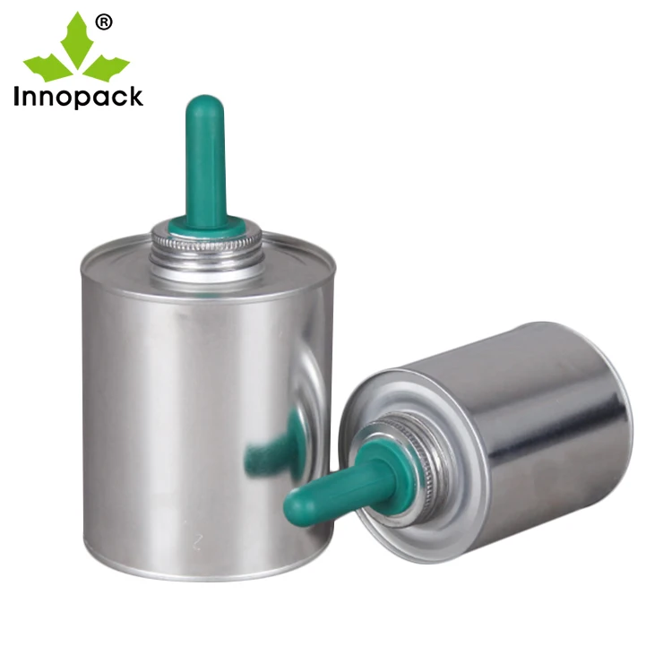 500ml Empty Metal Glue Container with Plastic Lid Brush Container for Horse Hoof