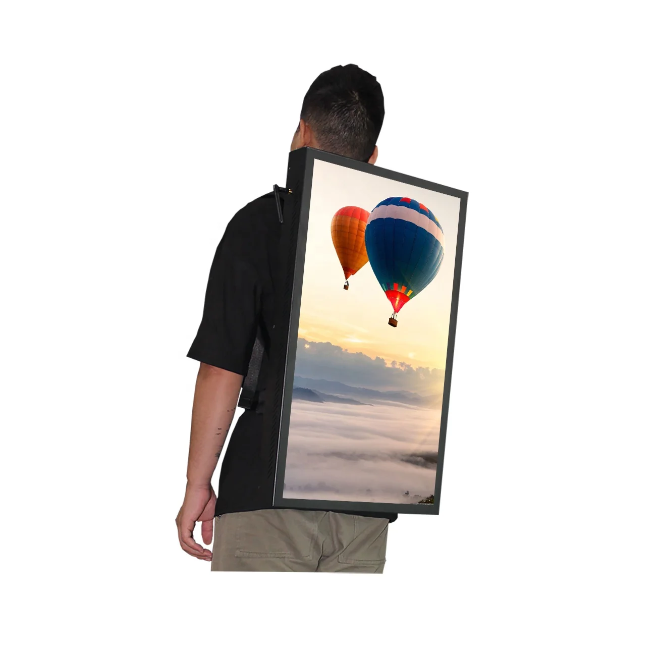 27 Inch Portable Digital Signage LCD Advertising Display Backpack Outdoor Walking Mobile Advertising TV Screen Billboard