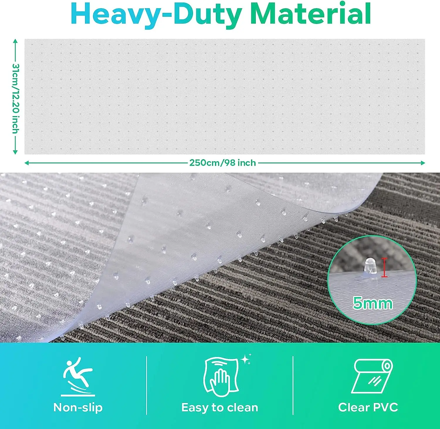 Plastic Mat Cat Carpet Protector Floor Roll Clear PVC Mat