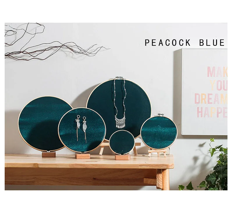 Настенная подвесная витрина для ювелирных изделий тарелка ожерелья цепи кольца сережек Бамбуковая стойка круглый держатель подставка-Органайзер