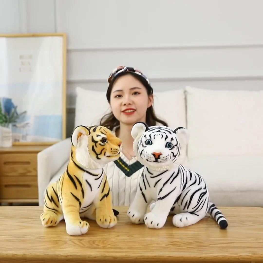 Realistic Soft Stuffed Animals Plush Toy Tiger For Kids Gifts ...