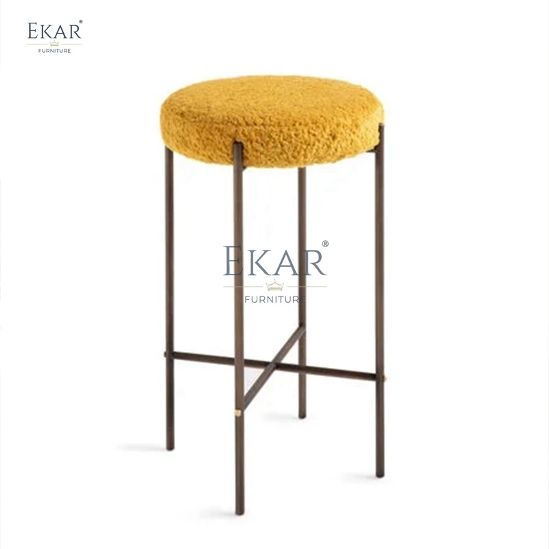 Modern Pink Stone Bar Stool Sleek Metal Base Elegant Leisure Design Hotels Restaurants Solid Wood Soft Bed Style Bar Furniture factory