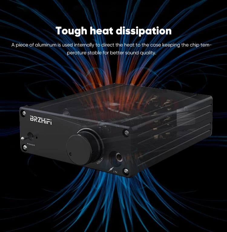 BRZHIFI MA12070 110db 18-25khz Aluminum 2.0 channel Mini Size 80W*2 HiFi Digital Amplifier supplier