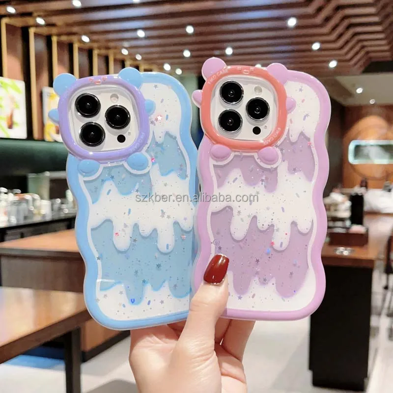 Transparent Ice Cream Cartoon Glitter Epoxy Dripping Glue Shockproof