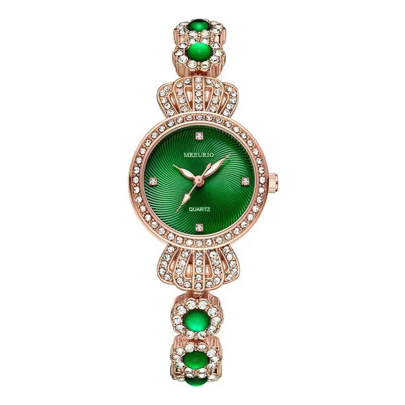 Fashion Elegant Rose Gold Quartz Ladies Watch Bling Green  display picture 1