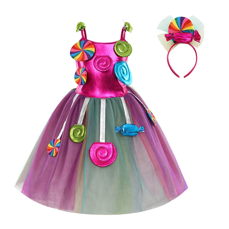 Girls Rainbow Tulle Candy Dress Birthday Party Christmas Pageant Princess  Costume Stage Performance Wear