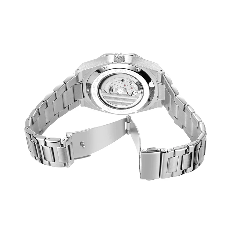Luxury Silver 3D Hollow Automatic Watch for Men