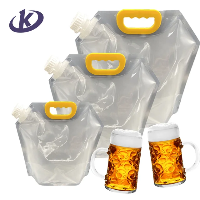 1.3 gallon 5L water bag stand up spout pouch drink bag outdoor use flexible plastic liquid beverage bag