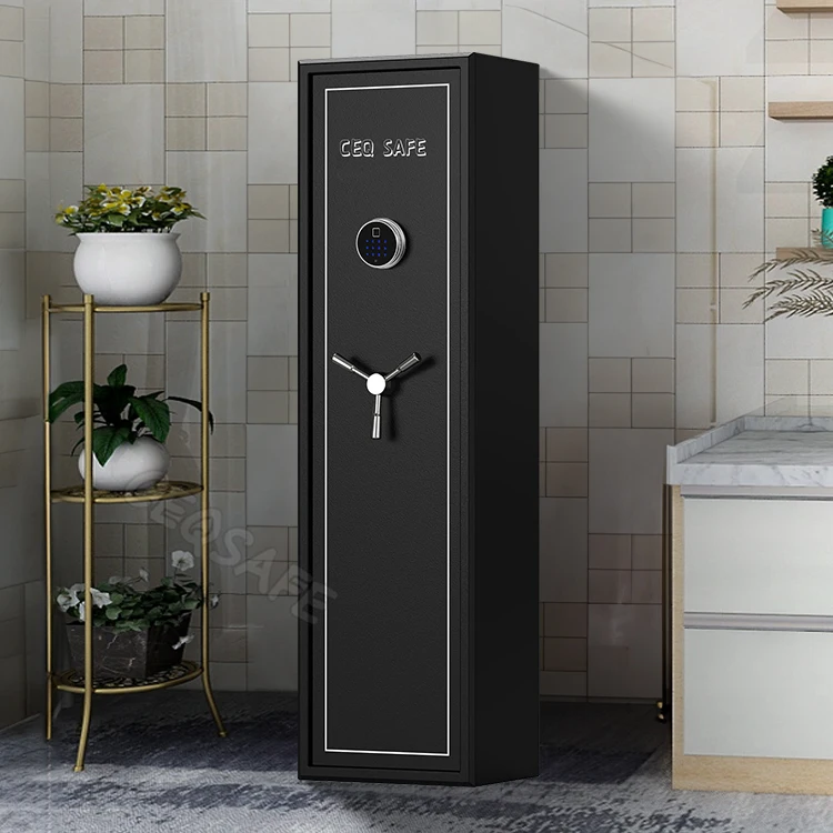 CEQSAFE High Quality Defense Weapons Metal Large Biometric Gun Safe Hidden Gun Safe Box with Key Lock