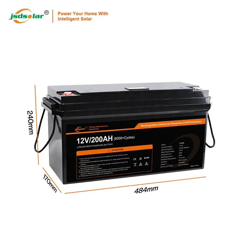 Jsdsolar Full Capacity High Efficiency Deep Cycle Lithium Ion Battery 12V 24V 100Ah 200Ah LiFePO4 Battery Pack With BMS