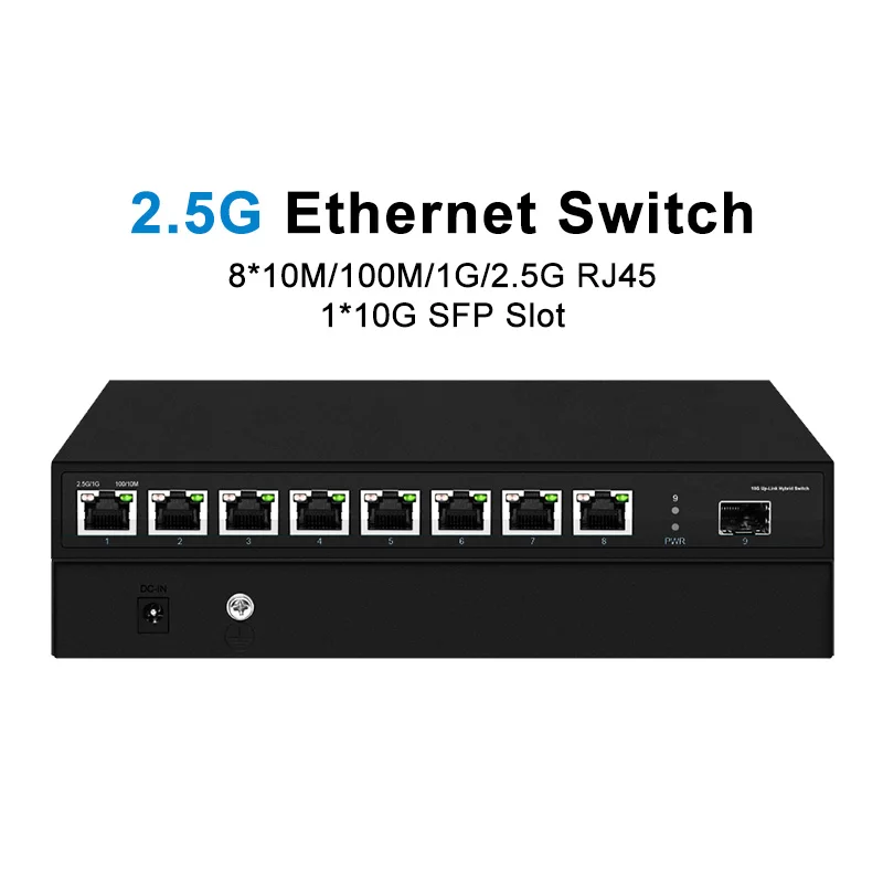 8-Port 2.5G Ethernet Switch with 1 10G SFP 100/1000/2500Mbps Unmanaged Network POE++ Switch manufacture