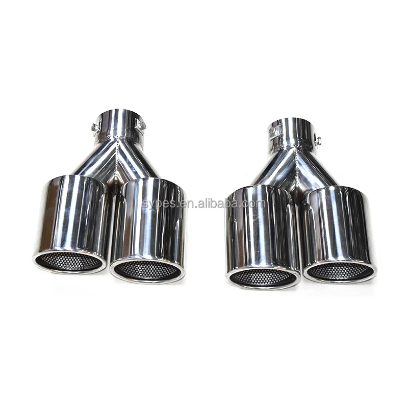 1 Pair Stainless Steel Car Exhaust Tip Universal Exhaust Pipe Dual Out