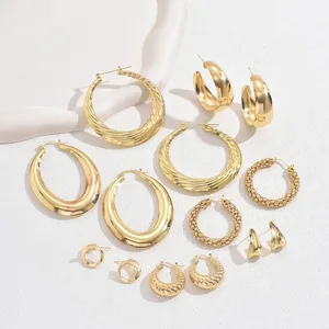 Bijoux French Designer Trendy Fashion 18K Gold PVD Stainless Steel Ball Drop Stud Earring Real Acier Inoxydable Hoops Parties