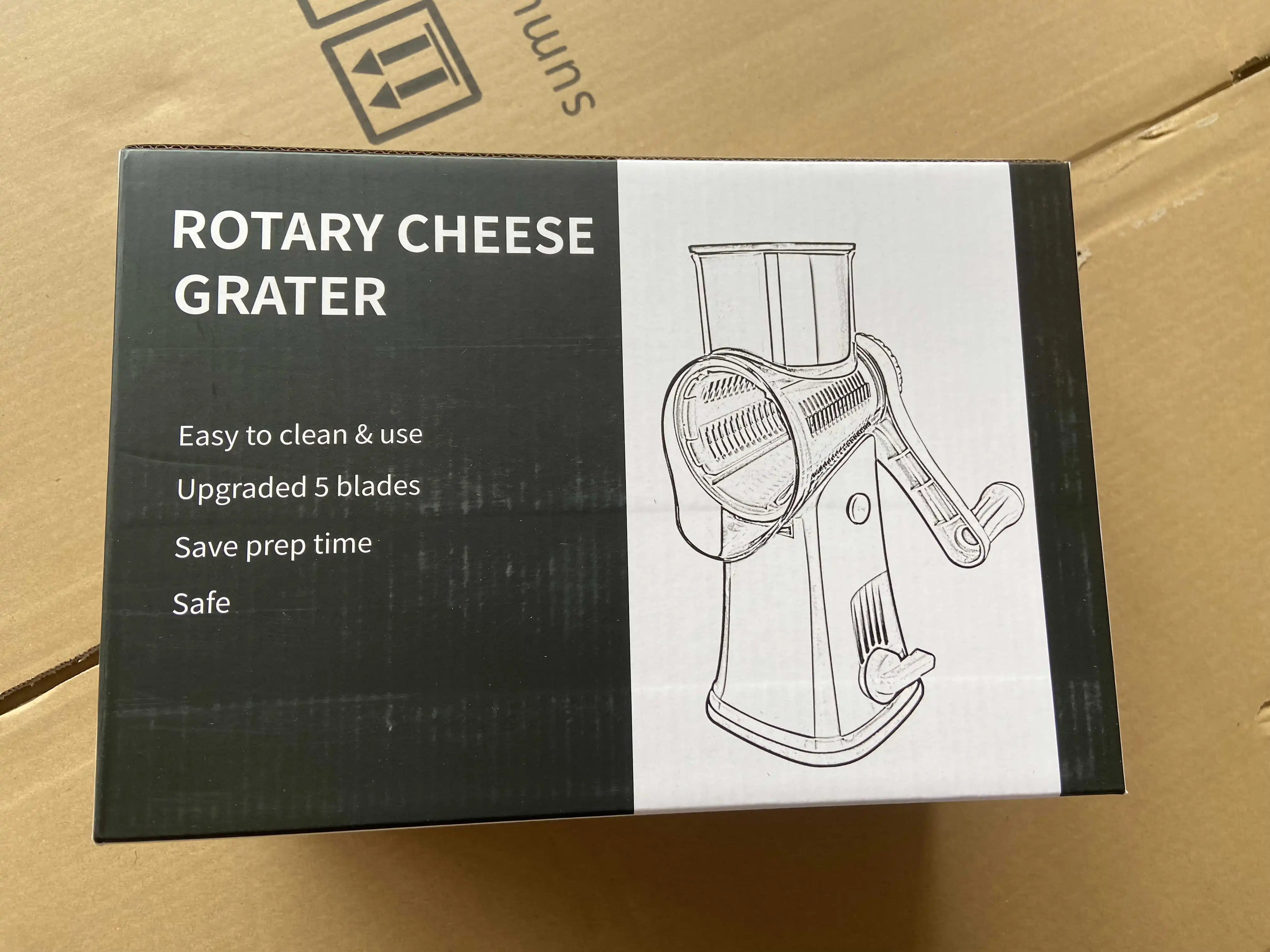 Manual Food Processor 5 Blades Cheese Grater Rotary Grater Handle