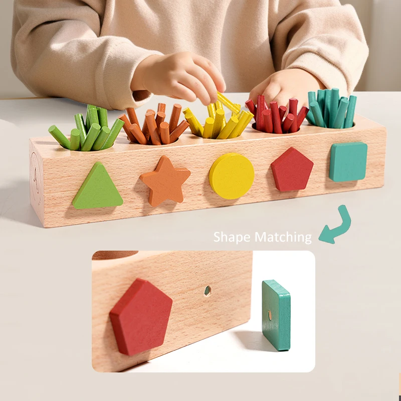 Learning Educational Toys Wooden Montessori Toys Box Color & Shape ...