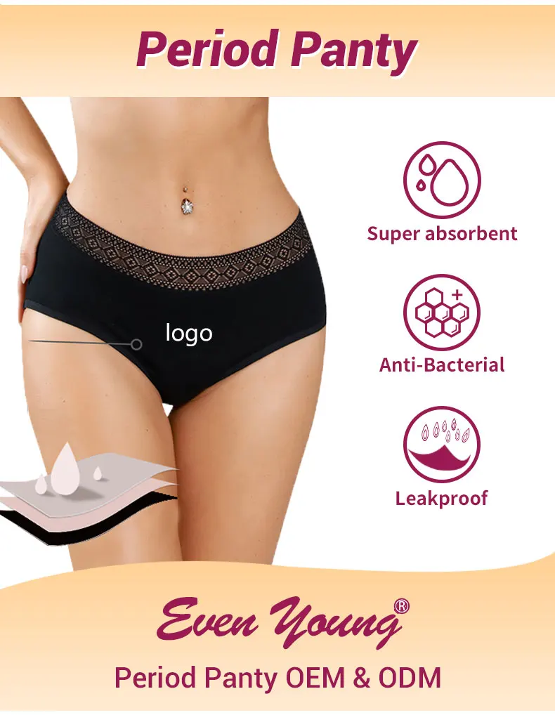 Women Fitness Menstrual Panties 4 Layer Leak Proof Padded Organic Cotton Menstrual Period