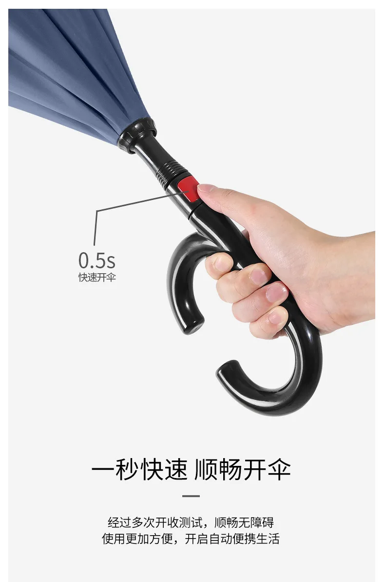 German-style C-shaped Long-handled Inverted Umbrella Automatic Double-layer Large-sized Breathable Reinforced Wind-resistant preview 6