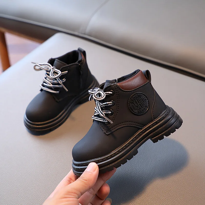 New Children's Short Boots Girls Boys Sports Shoes Warm Winter Kids Short Boots Artificial Leather Shoes