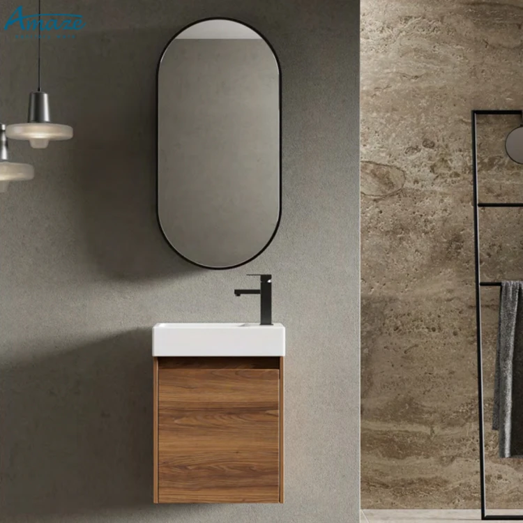 New design customized vanity with mirror wash basin for hotel bathroom sink small wall hung bathroom cabinet manufacture