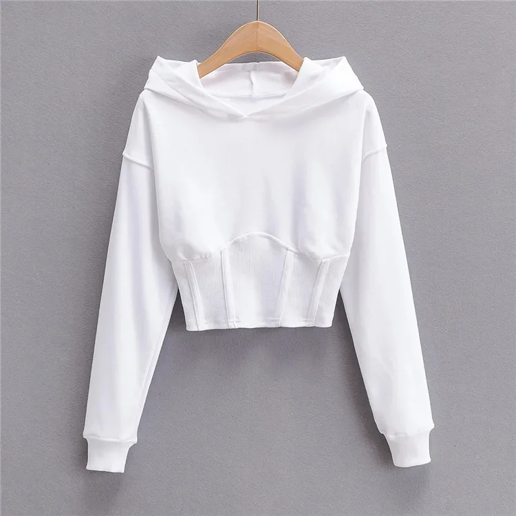 Autumn And Winter Pure Color Corset Waist Sweater Hoodie Womens ...