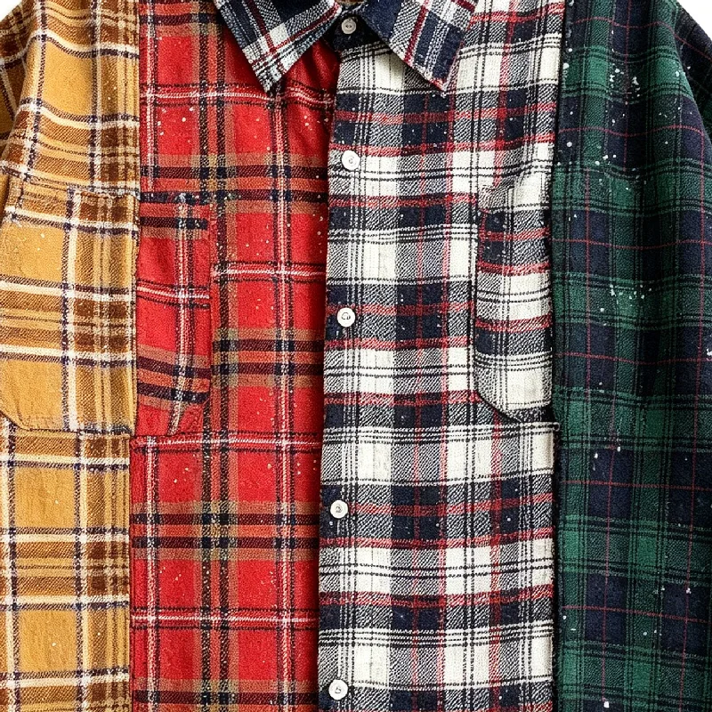 Button up Custom Logo Fashion Plus Size Plaid Flannel Shirt 100 Cotton Long Sleeve Mens Wholesale Casual Clothing gallery 4