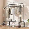 Black reinforced double pole 110cm with coat hook and post